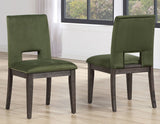 Evan 6-Piece 78-96-inch Table Set with Green Velvet Chairs