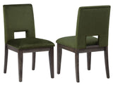 Evan 6-Piece 78-96-inch Table Set with Green Velvet Chairs