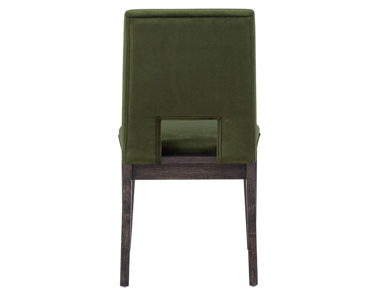 Evan 6-Piece 78-96-inch Table Set with Green Velvet Chairs