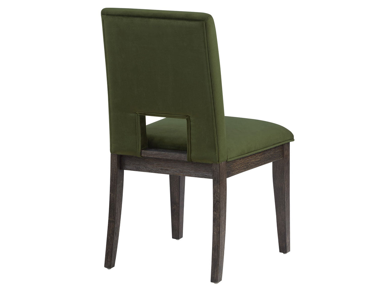 Evan 6-Piece 78-96-inch Table Set with Green Velvet Chairs