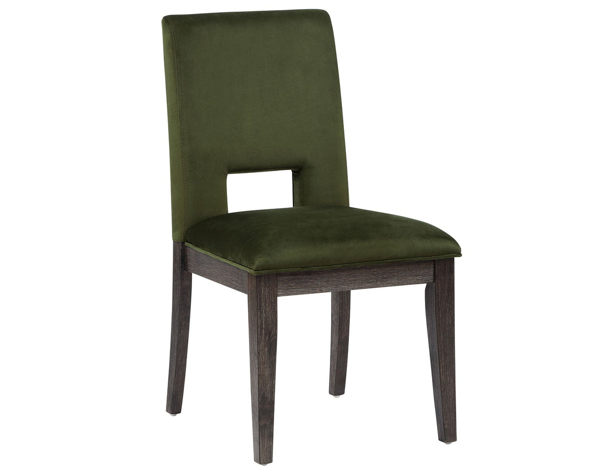 Evan 6-Piece 78-96-inch Table Set with Green Velvet Chairs