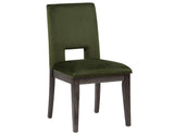 Evan 6-Piece 78-96-inch Table Set with Green Velvet Chairs