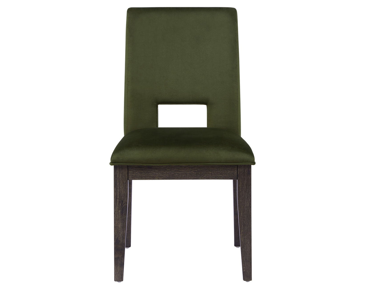 Evan 6-Piece 78-96-inch Table Set with Green Velvet Chairs