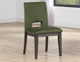 Evan 6-Piece 78-96-inch Table Set with Green Velvet Chairs