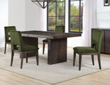 Evan 6-Piece 78-96-inch Table Set with Green Velvet Chairs