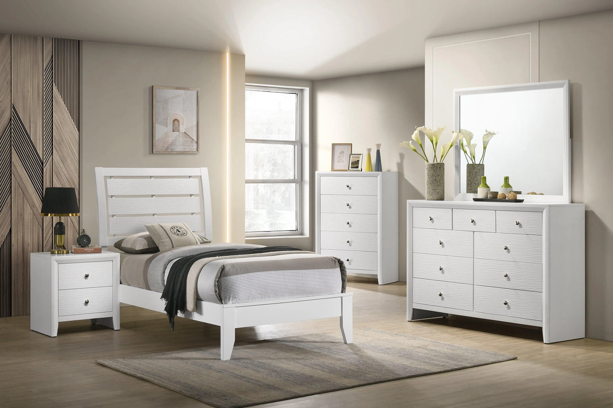 Evan White Twin Panel Bed by Crown Mark at Eve Furniture