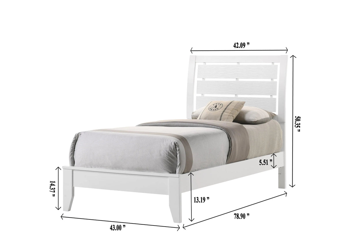 Evan White Twin Panel Bed by Crown Mark at Eve Furniture