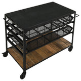 Evander Natural/Black Accent Storage Cart with Casters