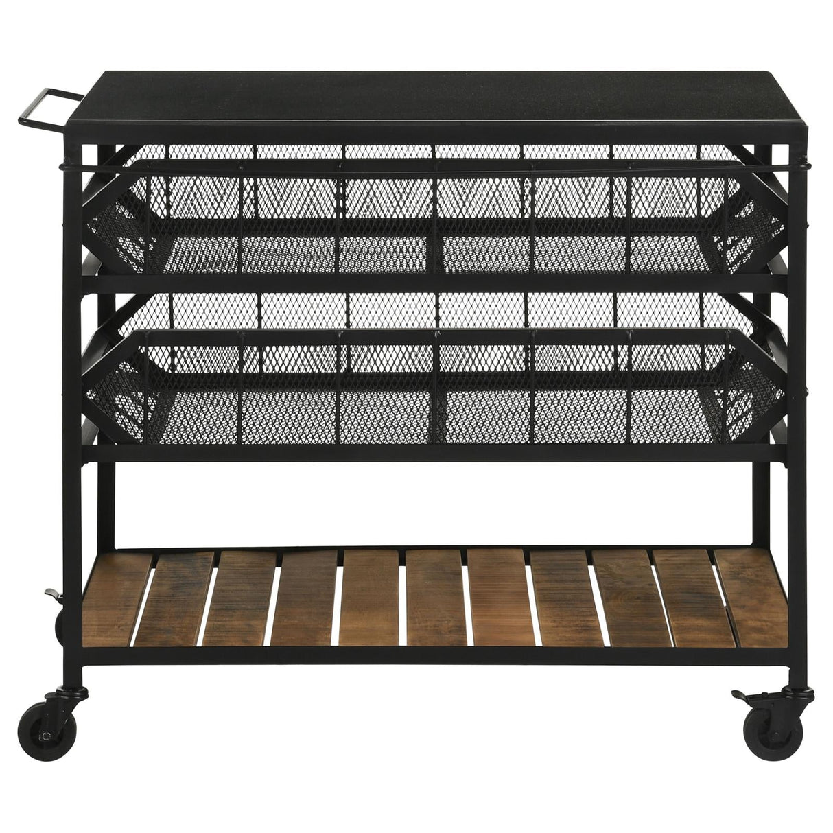 Evander Natural/Black Accent Storage Cart with Casters