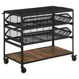 Evander Natural/Black Accent Storage Cart with Casters