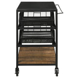 Evander Natural/Black Accent Storage Cart with Casters