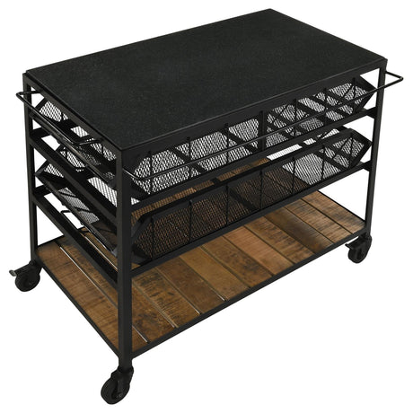 Evander Natural/Black Accent Storage Cart with Casters by Coaster at Eve Furniture