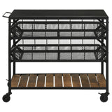 Evander Natural/Black Accent Storage Cart with Casters by Coaster at Eve Furniture