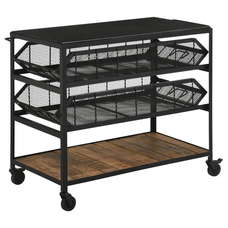 Evander Natural/Black Accent Storage Cart with Casters by Coaster at Eve Furniture