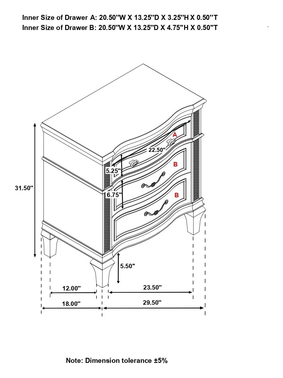 Evangeline 3-Drawer Nightstand Silver Oak