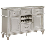 Evangeline 4-drawer Sideboard Server with Faux Diamond Trim Silver