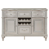 Evangeline 4-drawer Sideboard Server with Faux Diamond Trim Silver