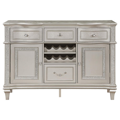 Evangeline 4-drawer Sideboard Server with Faux Diamond Trim Silver