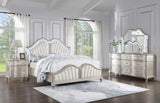 Evangeline Ivory/Silver Oak 4-Piece Upholstered Platform Queen Bedroom Set