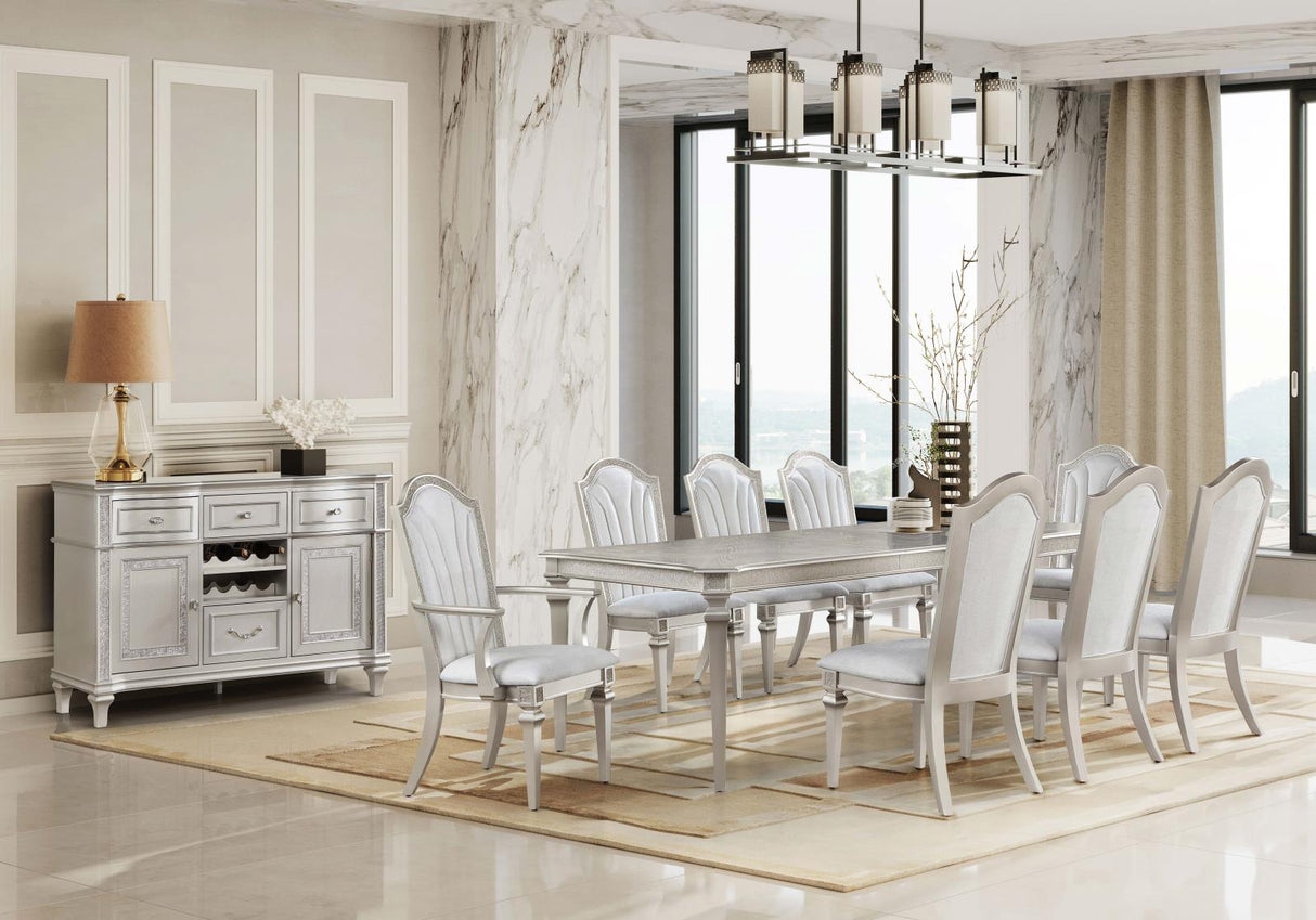 Evangeline Ivory/Silver 5-Piece Dining Set with Extension Leaf