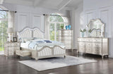 Evangeline California King Storage Bed with LED Headboard Silver Oak and Ivory