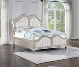 Evangeline California King Storage Bed with LED Headboard Silver Oak and Ivory