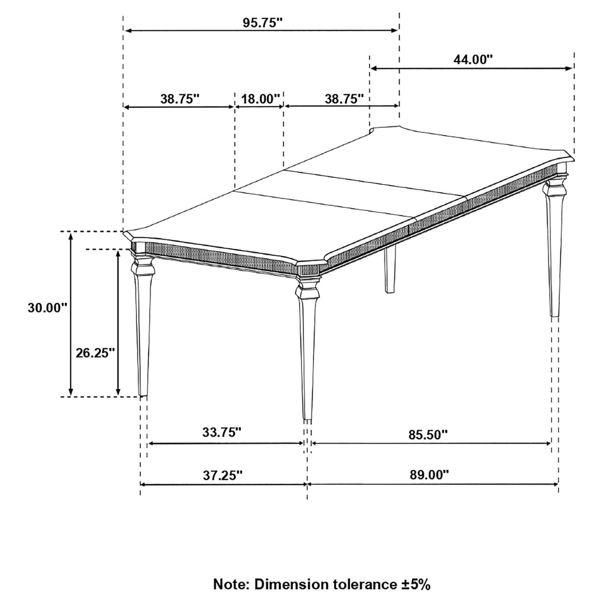 Evangeline Rectangular Dining Table with Extension Leaf Silver