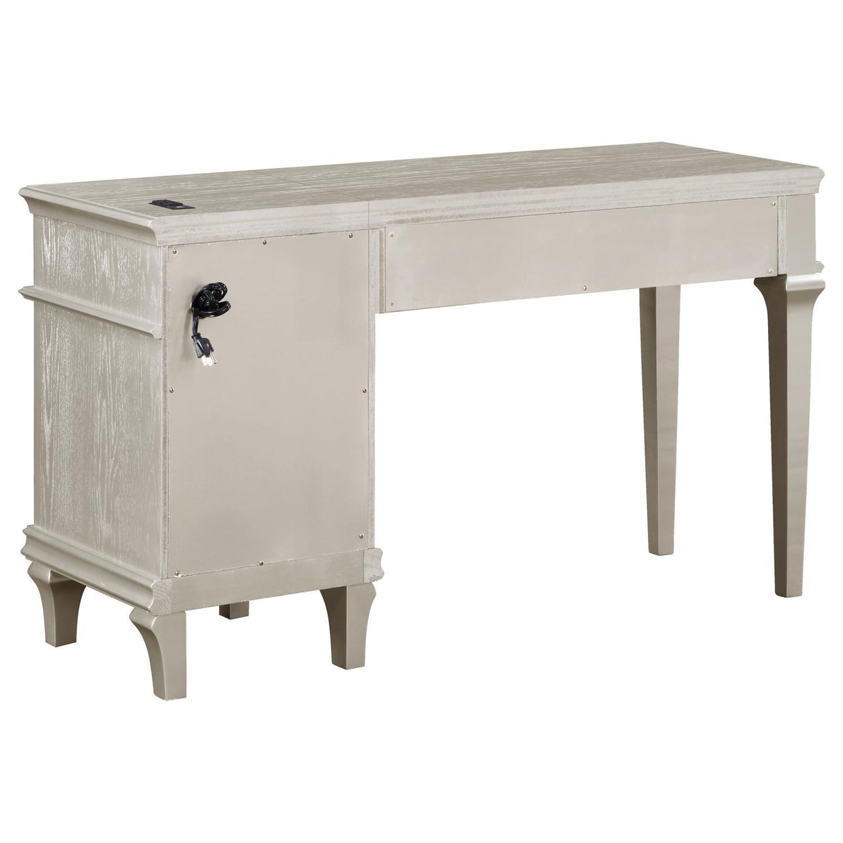 Evangeline Silver and Ivory 4-drawer Vanity Table with Faux Diamond Trim by Coaster at Eve Furniture