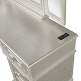 Evangeline Silver and Ivory 4-drawer Vanity Table with Faux Diamond Trim by Coaster at Eve Furniture