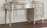 Evangeline Silver and Ivory 4-drawer Vanity Table with Faux Diamond Trim by Coaster at Eve Furniture