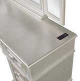 Evangeline Silver Oak 3-piece Vanity Table Set with Tri-Fold Mirror and Stool by Coaster at Eve Furniture