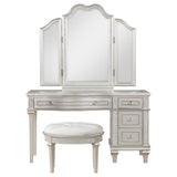 Evangeline Silver Oak 3-piece Vanity Table Set with Tri-Fold Mirror and Stool by Coaster at Eve Furniture