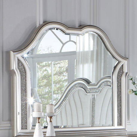 Evangeline Silver Oak Camel Top Dresser Mirror by Coaster at Eve Furniture
