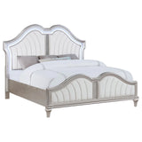 Evangeline Tufted Upholstered Platform California King Bed Ivory/Silver Oak by Coaster at Eve Furniture