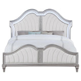 Evangeline Tufted Upholstered Platform California King Bed Ivory/Silver Oak by Coaster at Eve Furniture