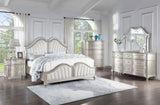 Evangeline Tufted Upholstered Platform Eastern King Bed Ivory/Silver Oak