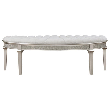 Evangeline Upholstered Demilune Bench Ivory and Silver Oak by Coaster - Eve Furniture