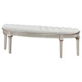 Evangeline Upholstered Demilune Bench Ivory and Silver Oak