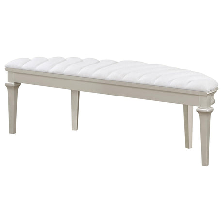 Evangeline Upholstered Demilune Bench Ivory and Silver Oak by Coaster - Eve Furniture