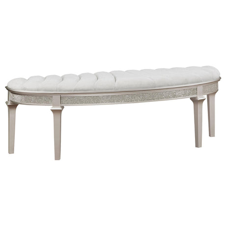 Evangeline Upholstered Demilune Bench Ivory and Silver Oak by Coaster at Eve Furniture