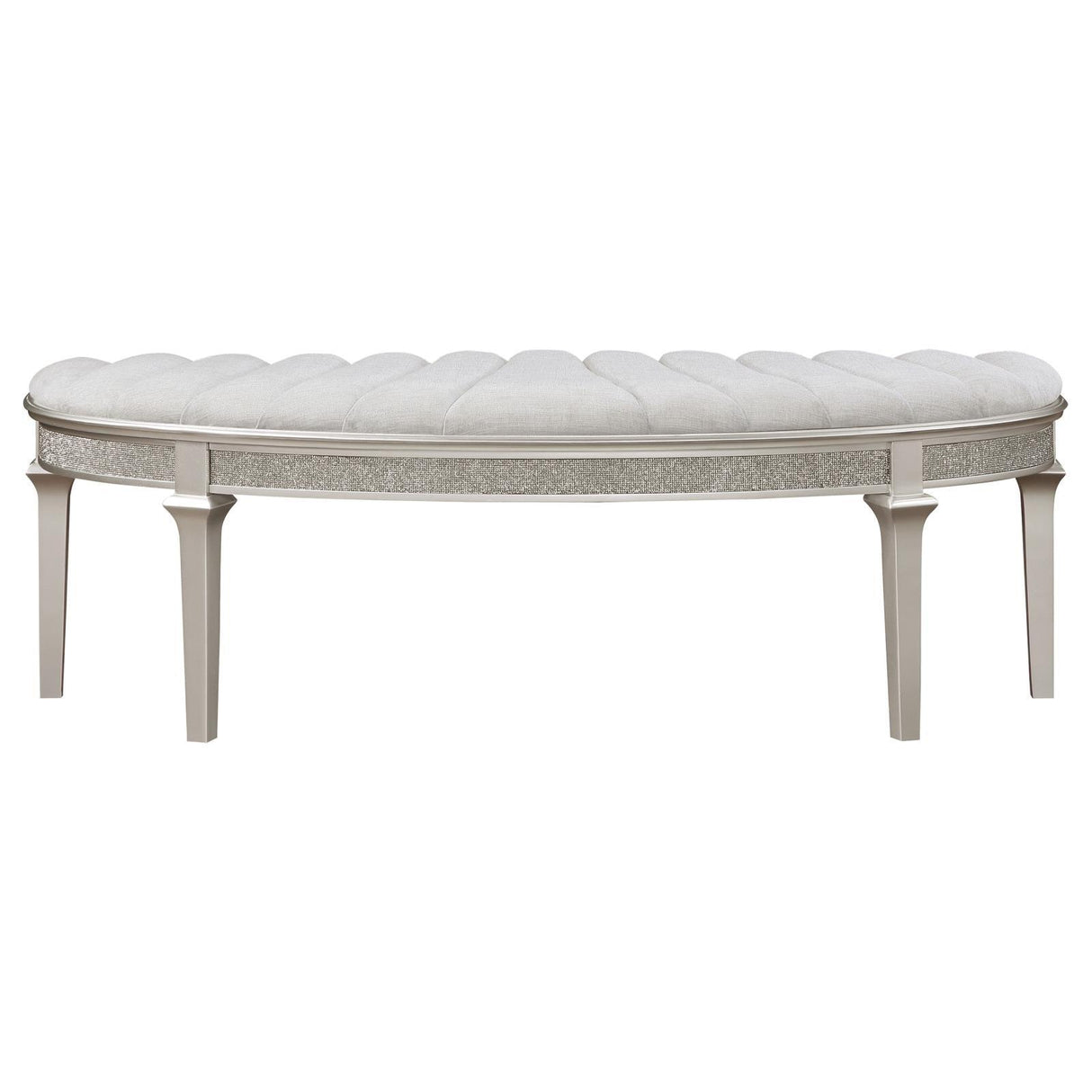 Evangeline Upholstered Demilune Bench Ivory and Silver Oak by Coaster at Eve Furniture