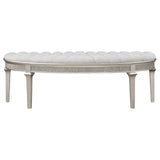 Evangeline Upholstered Demilune Bench Ivory and Silver Oak by Coaster at Eve Furniture