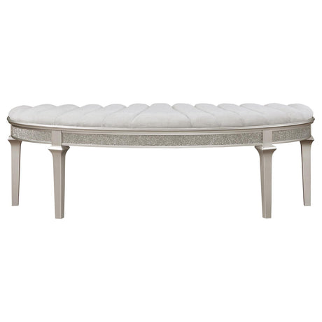 Evangeline Upholstered Demilune Bench Ivory and Silver Oak by Coaster at Eve Furniture