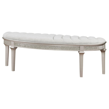 Evangeline Upholstered Demilune Bench Ivory and Silver Oak by Coaster at Eve Furniture