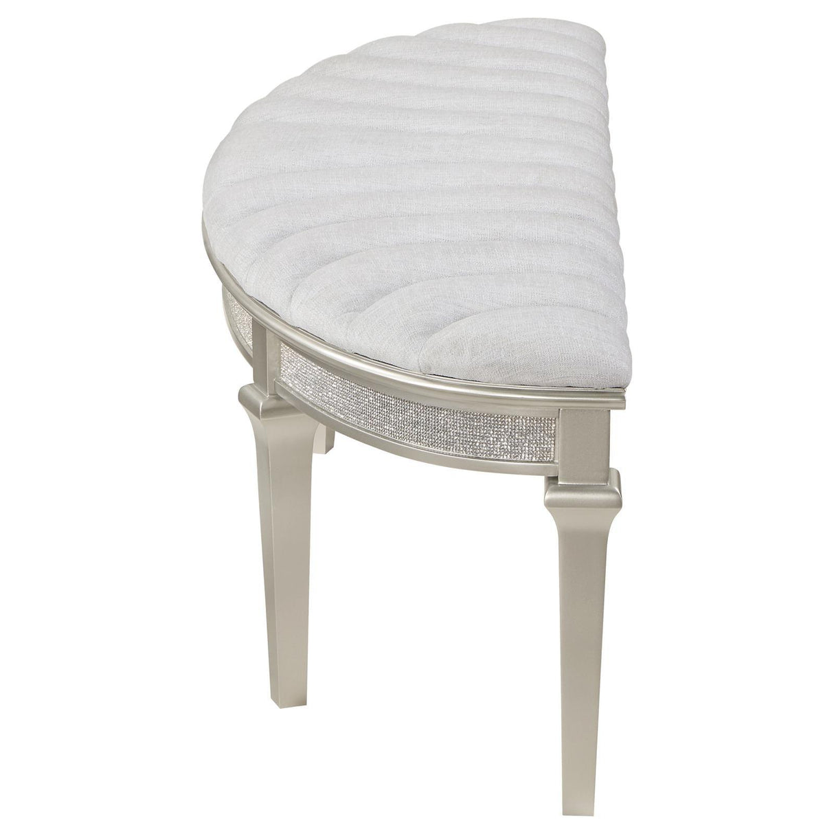Evangeline Upholstered Demilune Bench Ivory and Silver Oak by Coaster at Eve Furniture