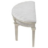 Evangeline Upholstered Demilune Bench Ivory and Silver Oak by Coaster at Eve Furniture