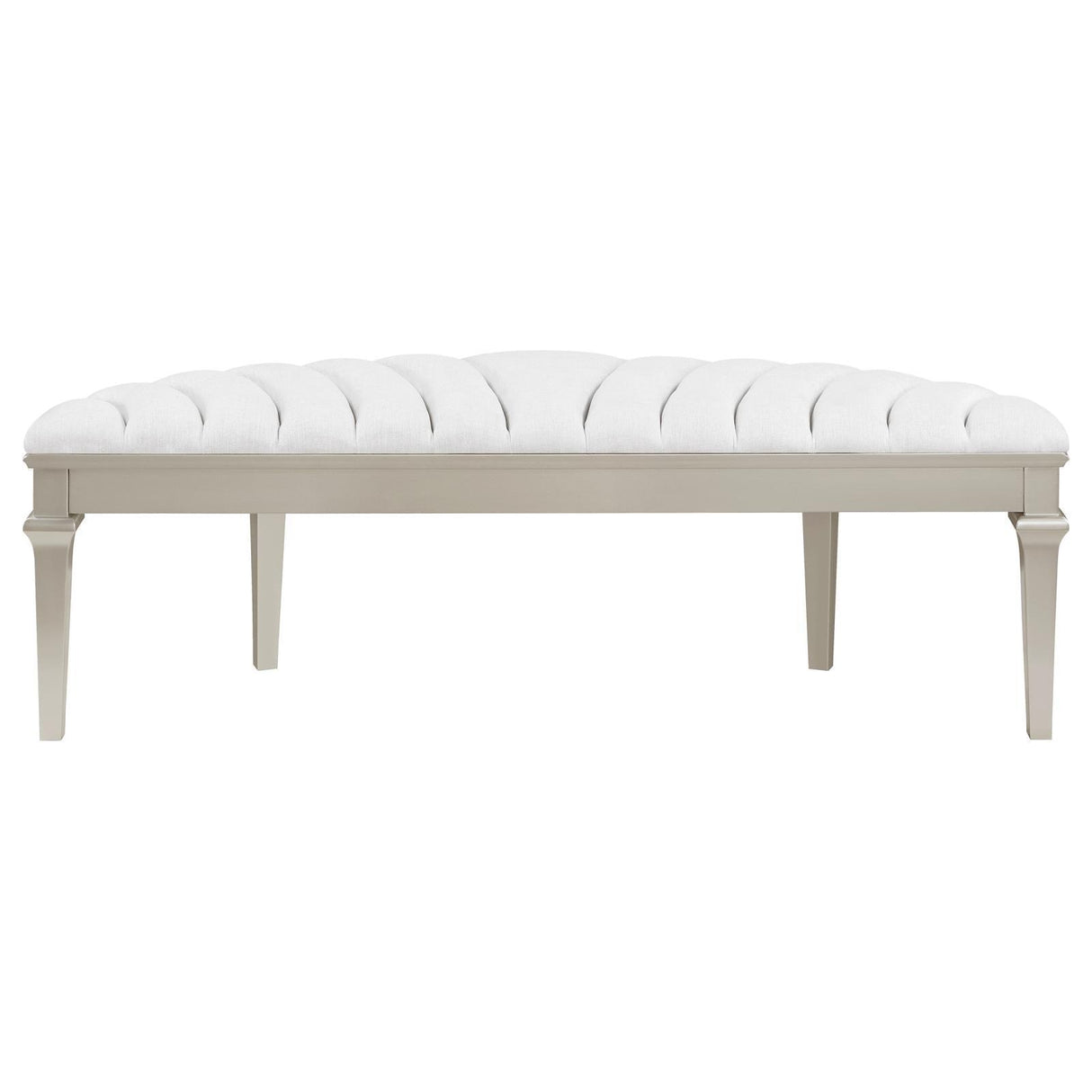 Evangeline Upholstered Demilune Bench Ivory and Silver Oak by Coaster at Eve Furniture