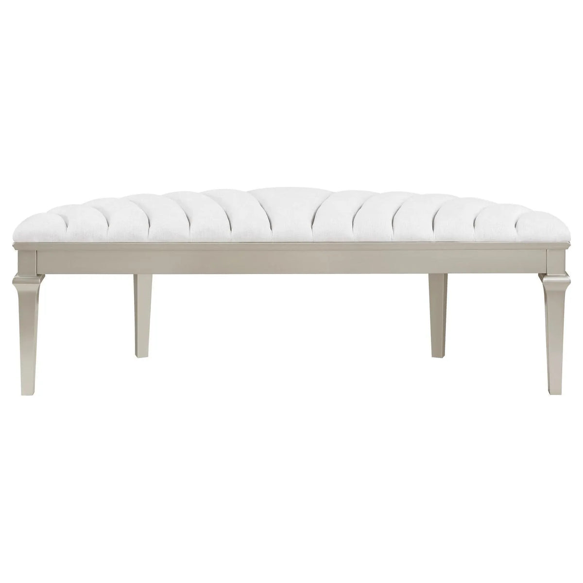 Evangeline Upholstered Demilune Bench Ivory and Silver Oak by Coaster at Eve Furniture