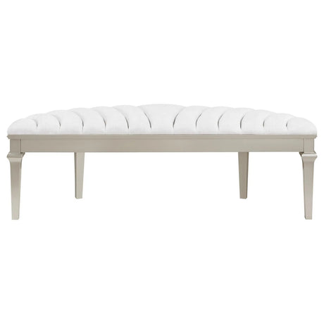 Evangeline Upholstered Demilune Bench Ivory and Silver Oak by Coaster at Eve Furniture