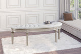 Evangeline Upholstered Demilune Bench Ivory and Silver Oak by Coaster at Eve Furniture